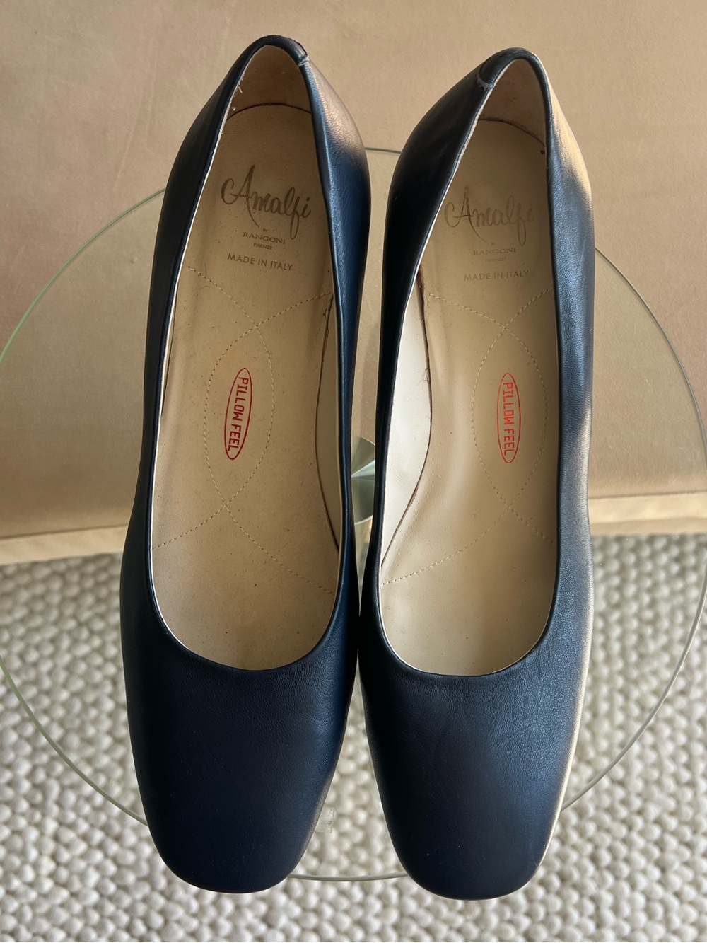Amalfi by Rangoni Leather Comfort Pumps - Navy Blue - Size 11 Made in Italy
